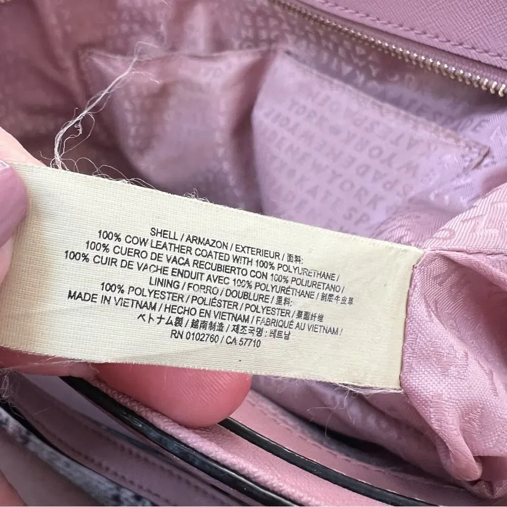 Kate Spade Hadlee Laurel Way Dusty Peony Pink Leather Handbag Purse Satchel